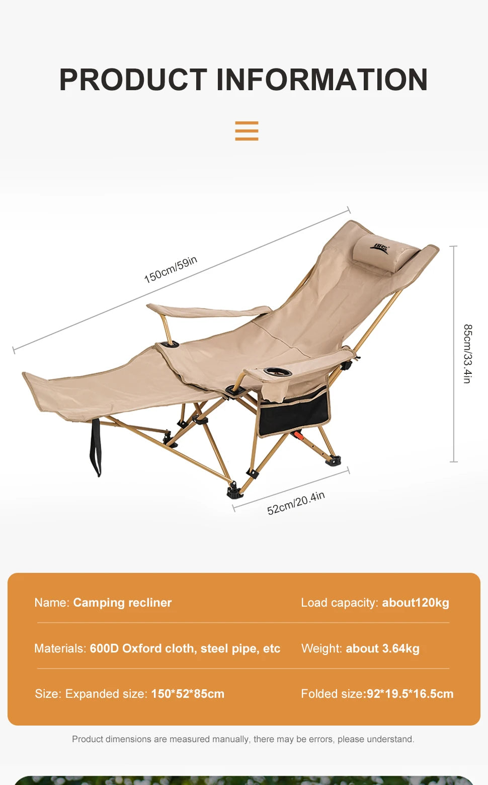 2-in-1 Reclining Camping Chair
