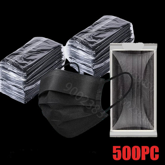 50-500Pcs Black Disposable Masks