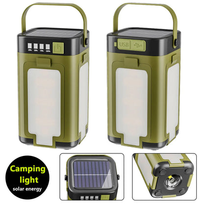 Solar Camping Lantern 15W LED Rechargeable Flashlight Magnetic Floodlight Portable Tent Lamp for Fishing Outdoor Light