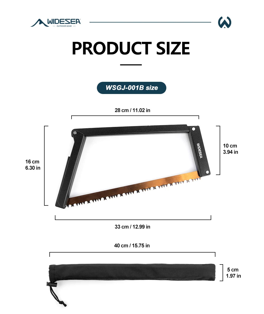 Widesea Folding Hand Saw - Manganese Steel Blade Aluminum Alloy Frame Portable Camping Saw for Tree Pruning Wood Cutting Outdoor