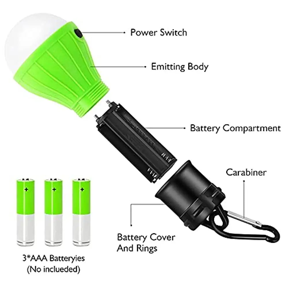 1pc Tent Hanging Lamp 3Modes LED Bulb Carabiner Portable Lantern Outdoor SOS Camping Lamp Emergency Lighting Travel Lamp Battery