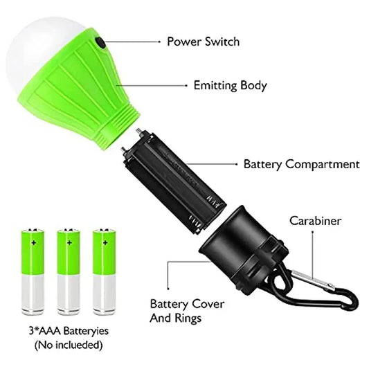 1pc Tent Hanging Lamp 3Modes LED Bulb Carabiner Portable Lantern Outdoor SOS Camping Lamp Emergency Lighting Travel Lamp Battery