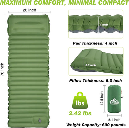 Extra Thick 4 Inch Camping Sleeping Pad Self-Inflating
