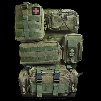 Tactical Car Seat Back Organizer 5 Detachable Molle Pouches