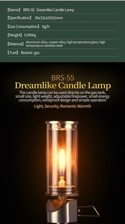 BRS-55 Dreamlike Candlelight Lamp Windproof Candle Light Gas Burner Stove Outdoor Camping Lights Tent Lighting Equipment