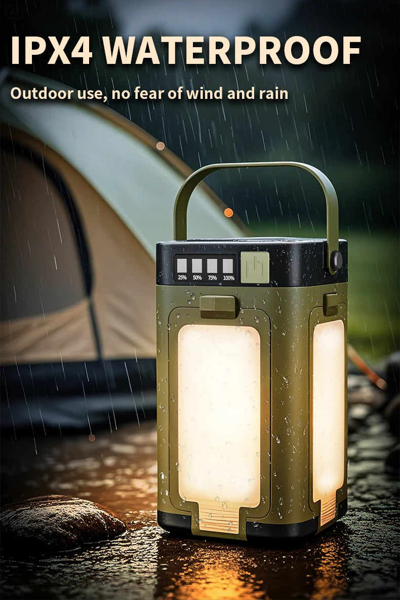 Solar Camping Lantern 15W LED Rechargeable Flashlight Magnetic Floodlight Portable Tent Lamp for Fishing Outdoor Light