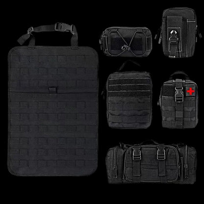Tactical Car Seat Back Organizer 5 Detachable Molle Pouches