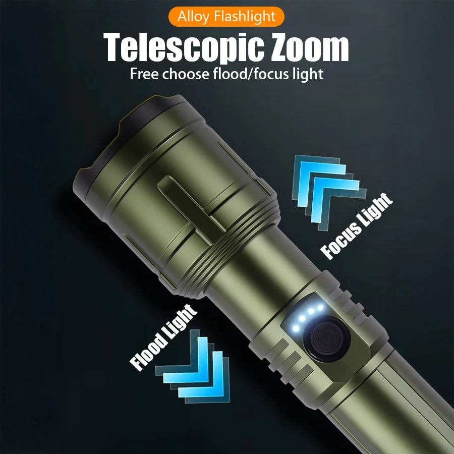 Ultra Powerful Flashlight Concentrating Ignition Flashlight Waterproof Military Tactical Lamp Outdoor Camping Adventure Torch