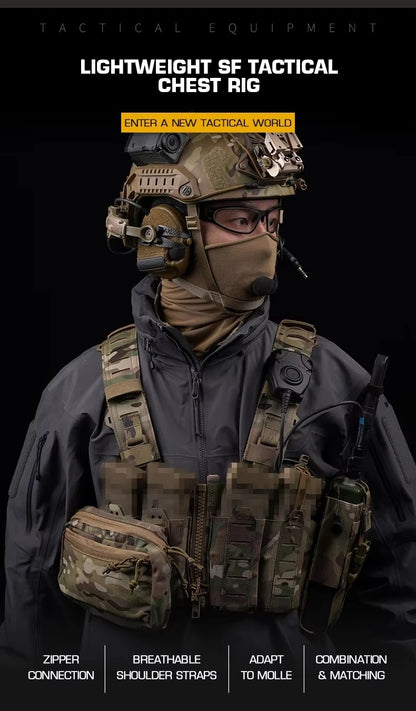Lightweight MOLLE with Mag Pouch H-Style Strap SF Vest Chest Rigs