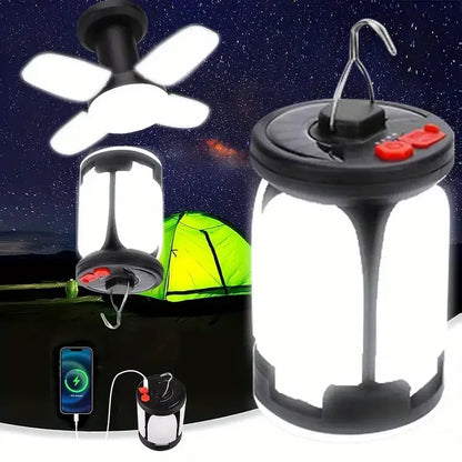 Solar Camping Lantern 15W LED Rechargeable Flashlight Magnetic Floodlight Portable Tent Lamp for Fishing Outdoor Light