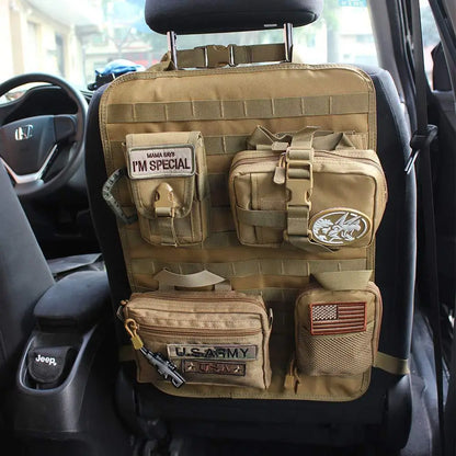 Tactical Car Seat Back Organizer 5 Detachable Molle Pouches