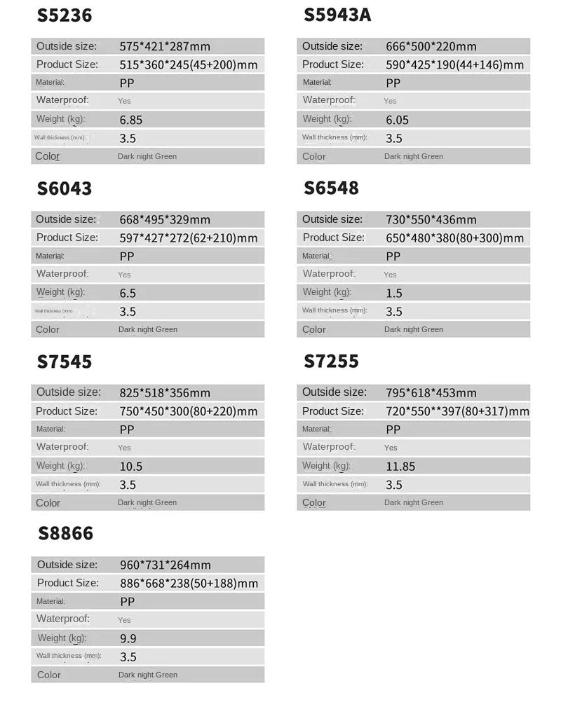 IP67 Waterproof Military Hard Case Organizer Trolly