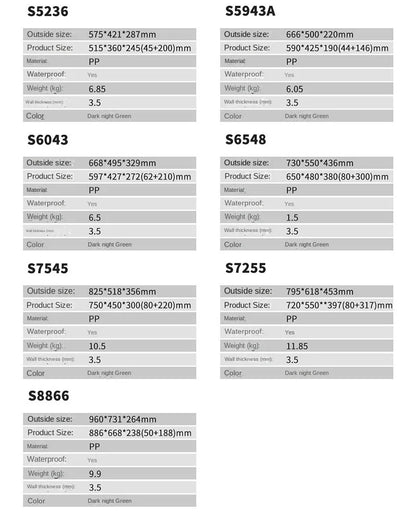 IP67 Waterproof Military Hard Case Organizer Trolly