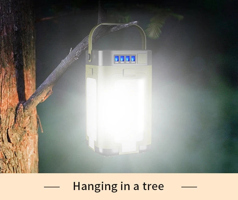 Solar Camping Lantern 15W LED Rechargeable Flashlight Magnetic Floodlight Portable Tent Lamp for Fishing Outdoor Light