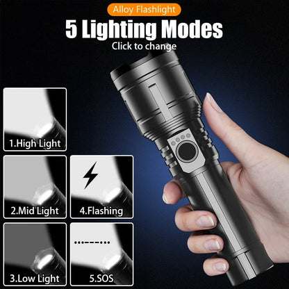 Ultra Powerful Flashlight Concentrating Ignition Flashlight Waterproof Military Tactical Lamp Outdoor Camping Adventure Torch