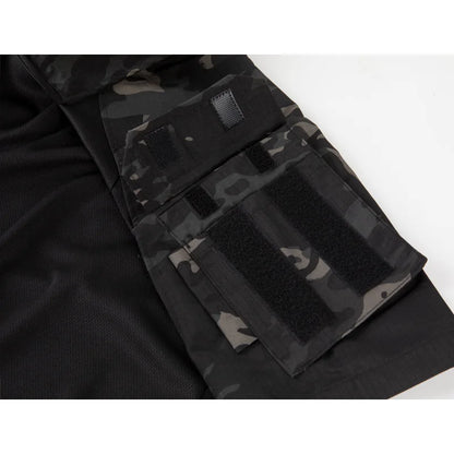 Men's Tactical Combat Shirt Short Sleeve 1/4 Zip Breathable Quick Dry Camo for Airsoft
