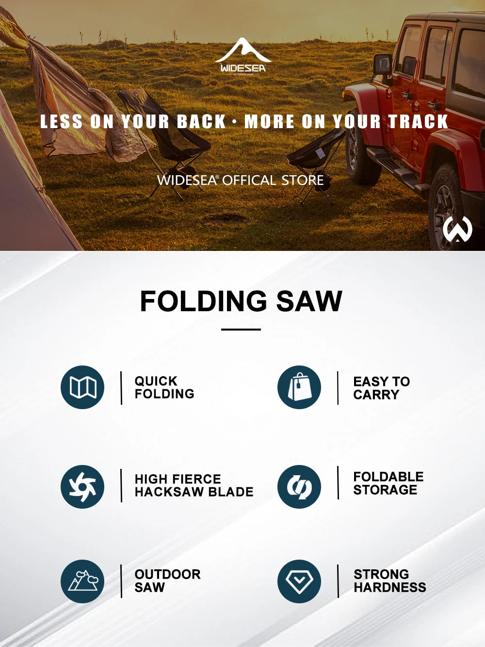 Widesea Folding Hand Saw - Manganese Steel Blade Aluminum Alloy Frame Portable Camping Saw for Tree Pruning Wood Cutting Outdoor