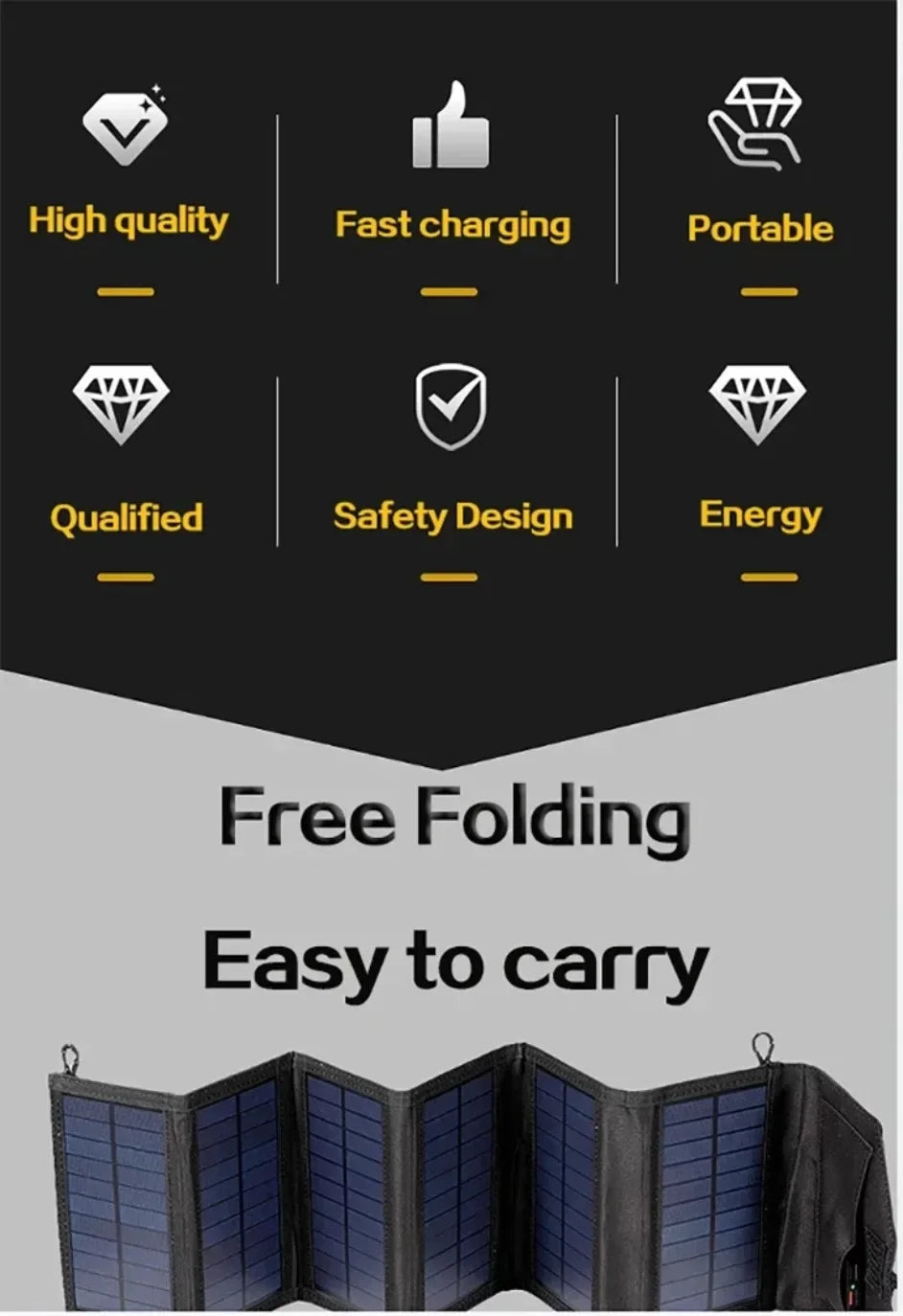 Foldable Solar Panel 6-fold 800W 20w/h  Portable Solar Panels Charger USB 5V DC Full Time Power Solar Panel Mobile Power Supply