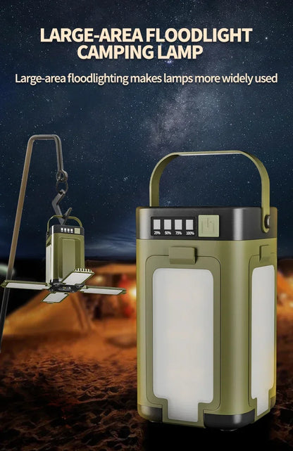 Solar Camping Lantern 15W LED Rechargeable Flashlight Magnetic Floodlight Portable Tent Lamp for Fishing Outdoor Light