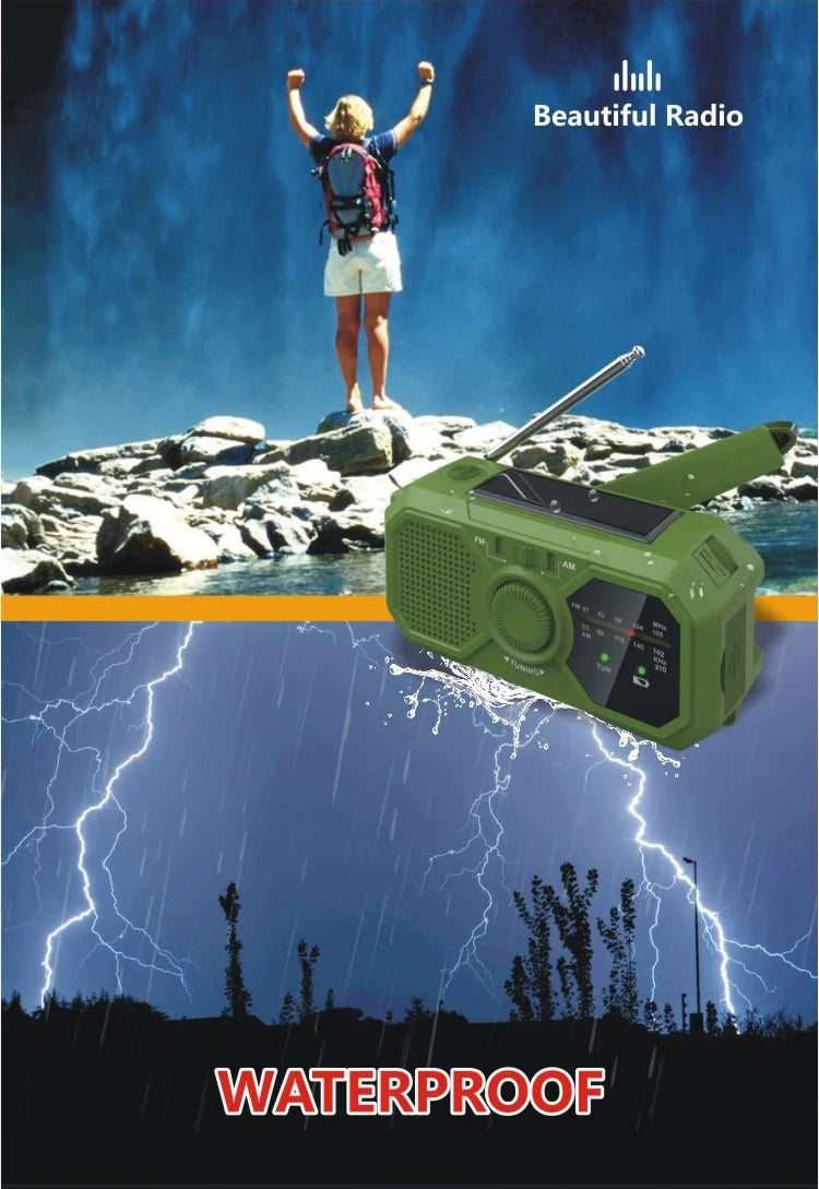 Portable Solar Radio, Emergency Kits first Aid Radio with Crank, Dynamo AM/FM Radio,Blackout  Power station,USB Phone Charger