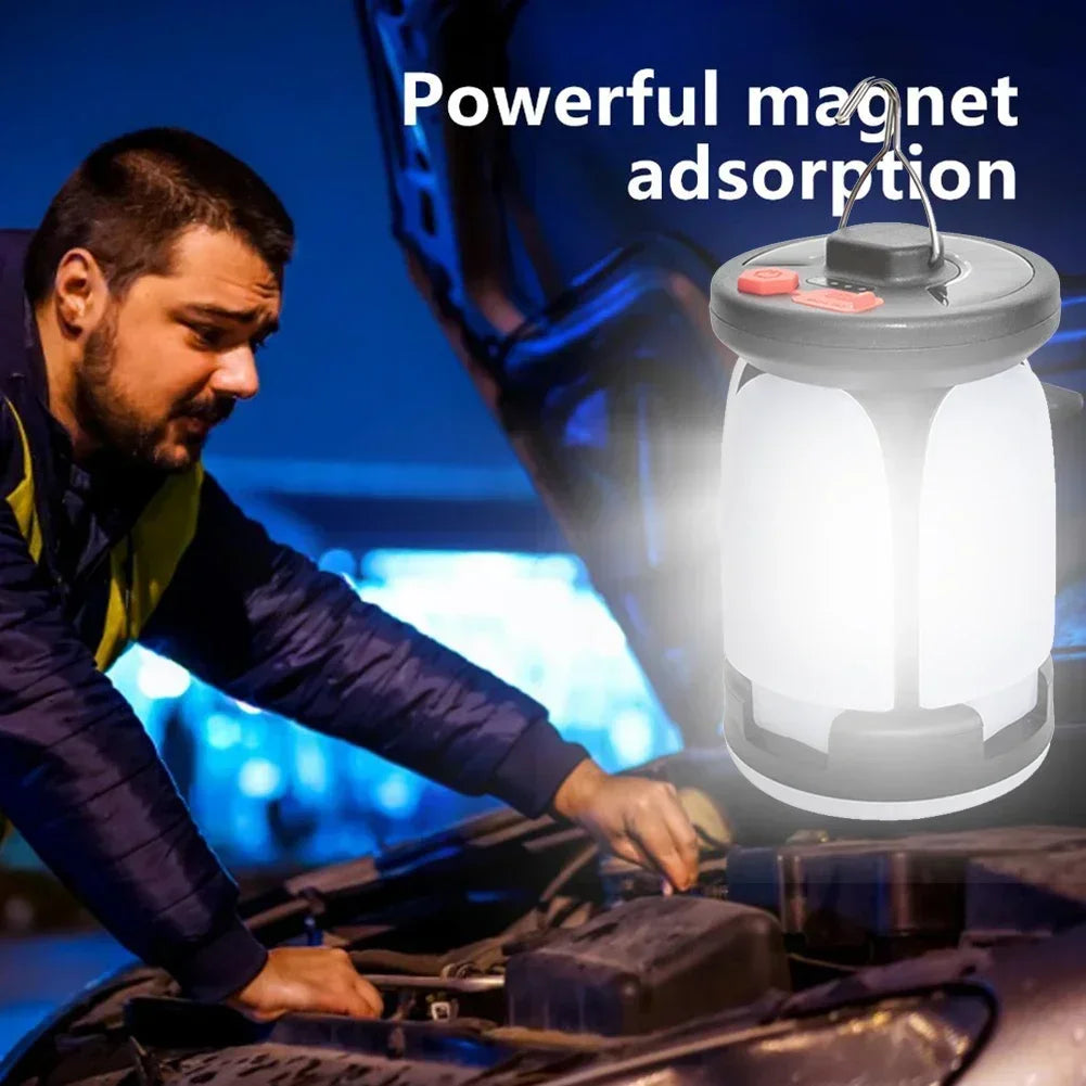 Solar Camping Lantern 15W LED Rechargeable Flashlight Magnetic Floodlight Portable Tent Lamp for Fishing Outdoor Light