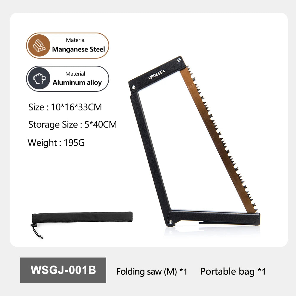 Widesea Folding Hand Saw - Manganese Steel Blade Aluminum Alloy Frame Portable Camping Saw for Tree Pruning Wood Cutting Outdoor