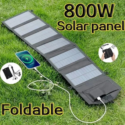 Foldable Solar Panel 6-fold 800W 20w/h  Portable Solar Panels Charger USB 5V DC Full Time Power Solar Panel Mobile Power Supply