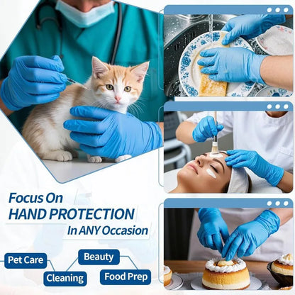 10-100PCS Blue Nitrile Disposable Gloves Latex Free