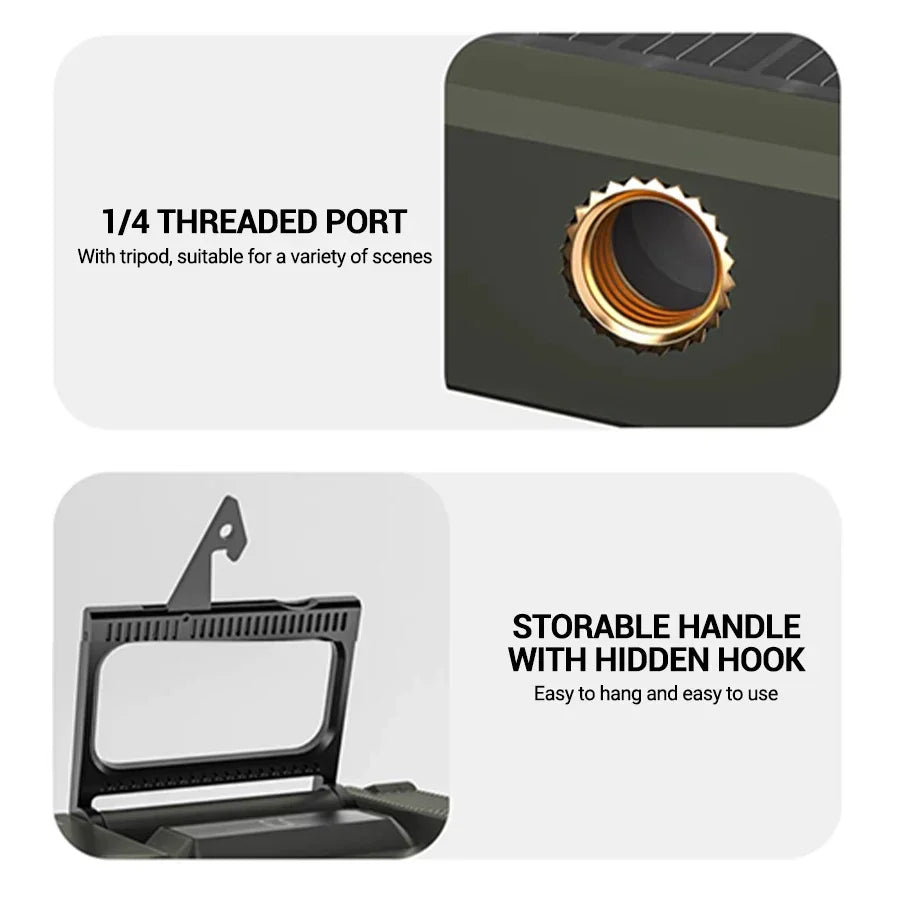 Solar Camping Lantern 15W LED Rechargeable Flashlight Magnetic Floodlight Portable Tent Lamp for Fishing Outdoor Light
