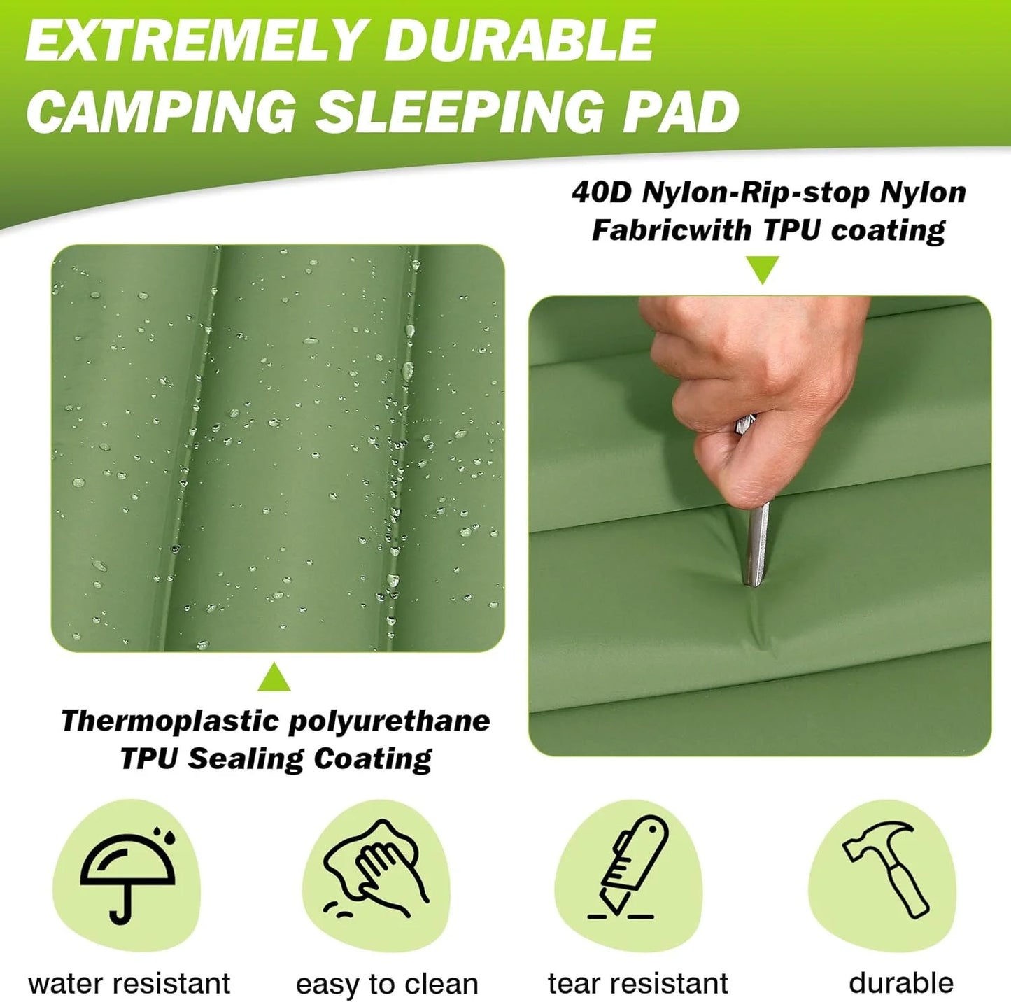 Extra Thick 4 Inch Camping Sleeping Pad Self-Inflating