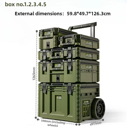 Stacked Waterproof Storage Box Trolley Case Set