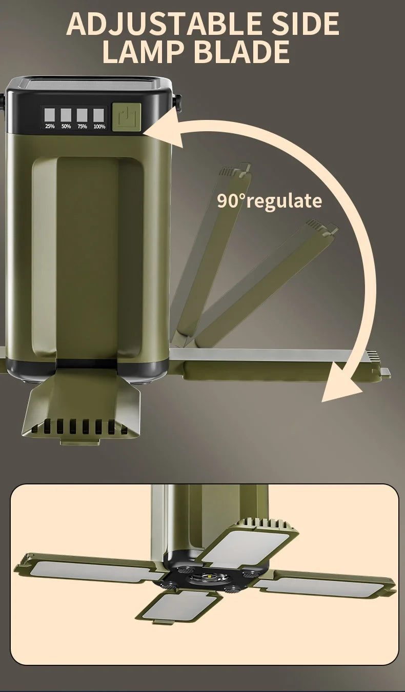 Solar Camping Lantern 15W LED Rechargeable Flashlight Magnetic Floodlight Portable Tent Lamp for Fishing Outdoor Light