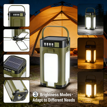 Solar Camping Lantern 15W LED Rechargeable Flashlight Magnetic Floodlight Portable Tent Lamp for Fishing Outdoor Light