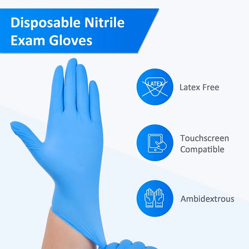 10-100PCS Blue Nitrile Disposable Gloves Latex Free