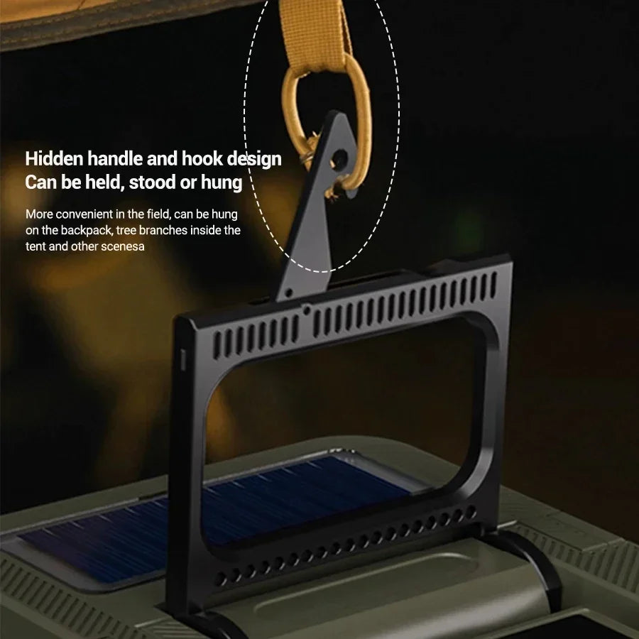 Solar Camping Lantern 15W LED Rechargeable Flashlight Magnetic Floodlight Portable Tent Lamp for Fishing Outdoor Light