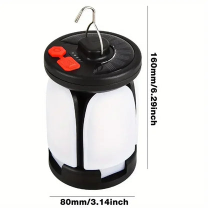 Solar Camping Lantern 15W LED Rechargeable Flashlight Magnetic Floodlight Portable Tent Lamp for Fishing Outdoor Light