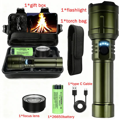 Ultra Powerful Flashlight Concentrating Ignition Flashlight Waterproof Military Tactical Lamp Outdoor Camping Adventure Torch
