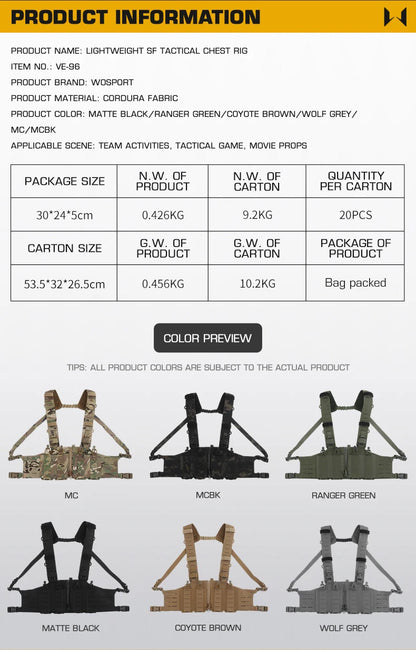 Lightweight MOLLE with Mag Pouch H-Style Strap SF Vest Chest Rigs