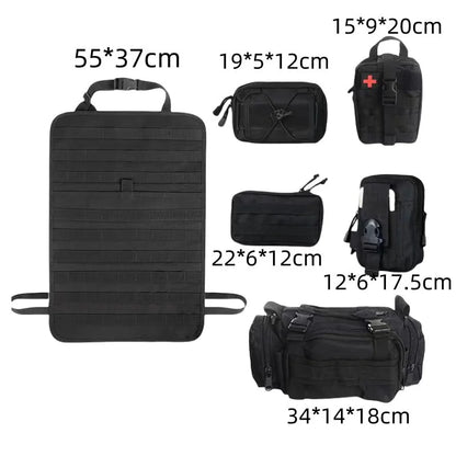 Tactical Car Seat Back Organizer 5 Detachable Molle Pouches