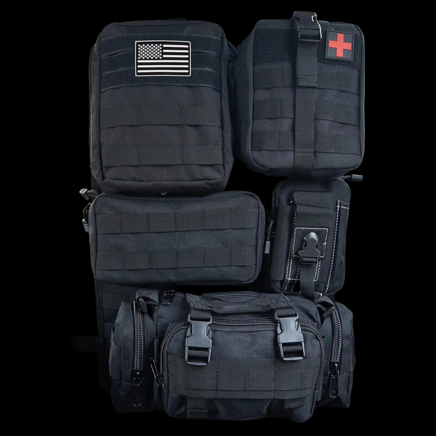 Tactical Car Seat Back Organizer 5 Detachable Molle Pouches