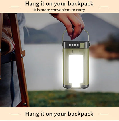 Solar Camping Lantern 15W LED Rechargeable Flashlight Magnetic Floodlight Portable Tent Lamp for Fishing Outdoor Light