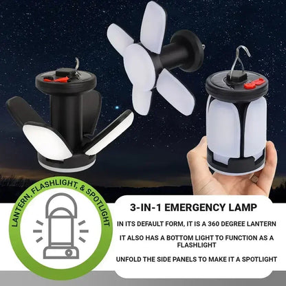 Solar Camping Lantern 15W LED Rechargeable Flashlight Magnetic Floodlight Portable Tent Lamp for Fishing Outdoor Light