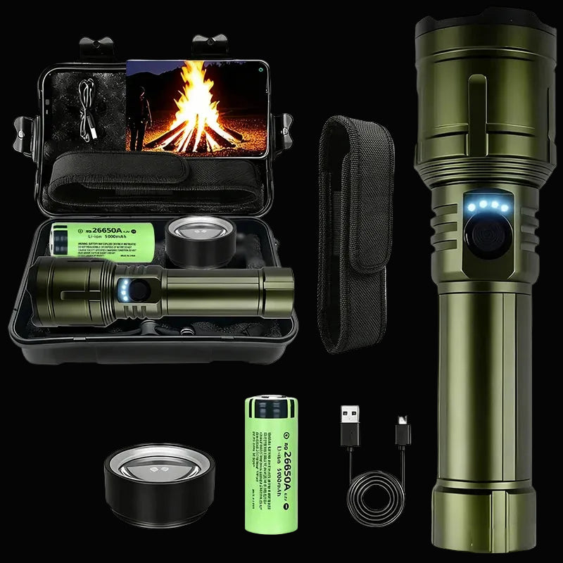 Ultra Powerful Flashlight Concentrating Ignition Flashlight Waterproof Military Tactical Lamp Outdoor Camping Adventure Torch