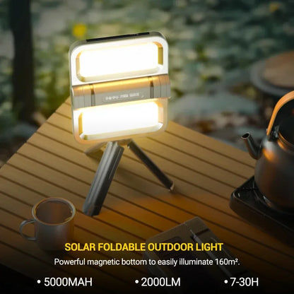 Solar Camping Lantern 15W LED Rechargeable Flashlight Magnetic Floodlight Portable Tent Lamp for Fishing Outdoor Light