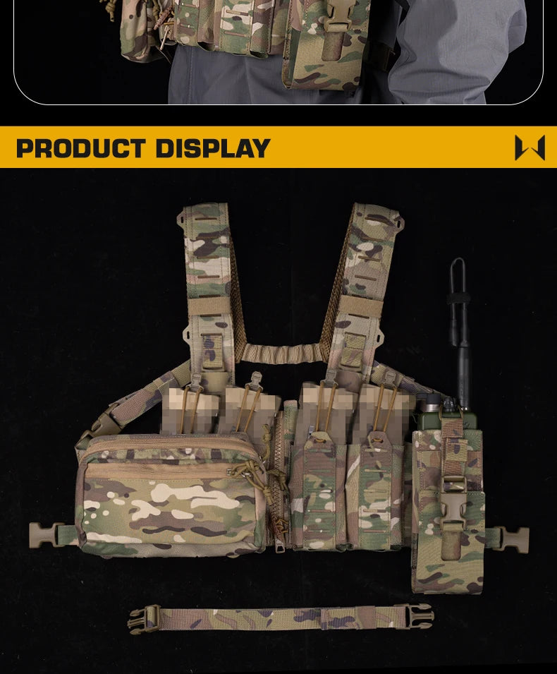 Lightweight MOLLE with Mag Pouch H-Style Strap SF Vest Chest Rigs