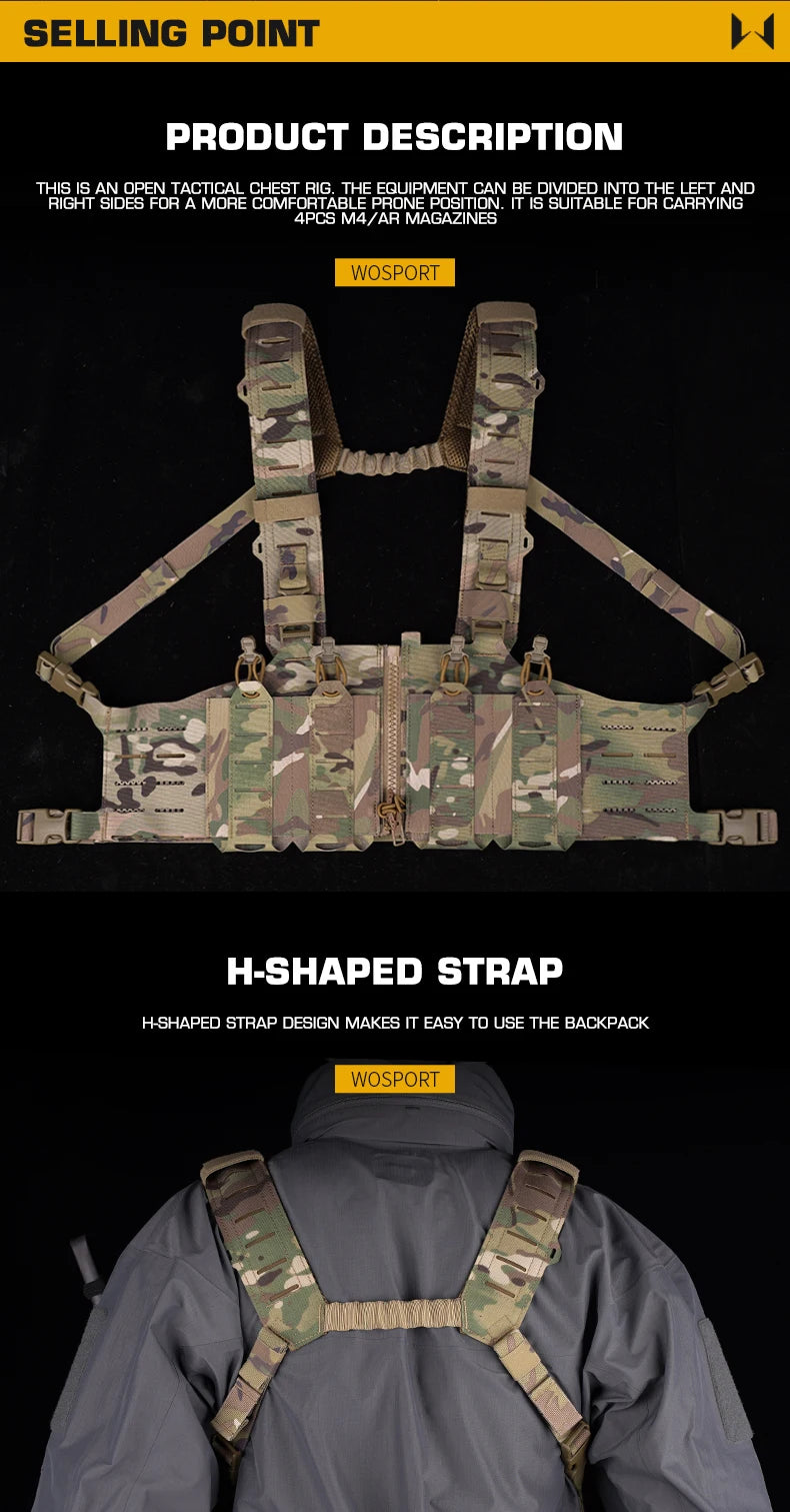 Lightweight MOLLE with Mag Pouch H-Style Strap SF Vest Chest Rigs
