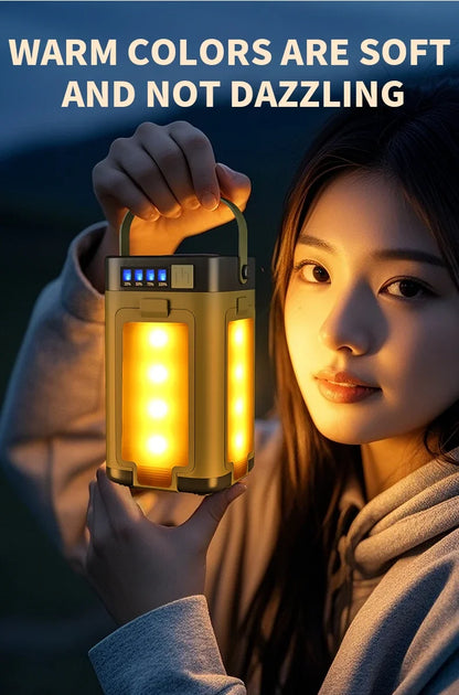 Solar Camping Lantern 15W LED Rechargeable Flashlight Magnetic Floodlight Portable Tent Lamp for Fishing Outdoor Light